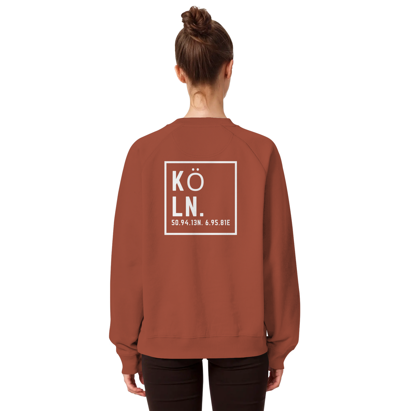 Köln Koordinaten (großer Druck auf dem Rücken) - Organic Raglan Sweatshirt