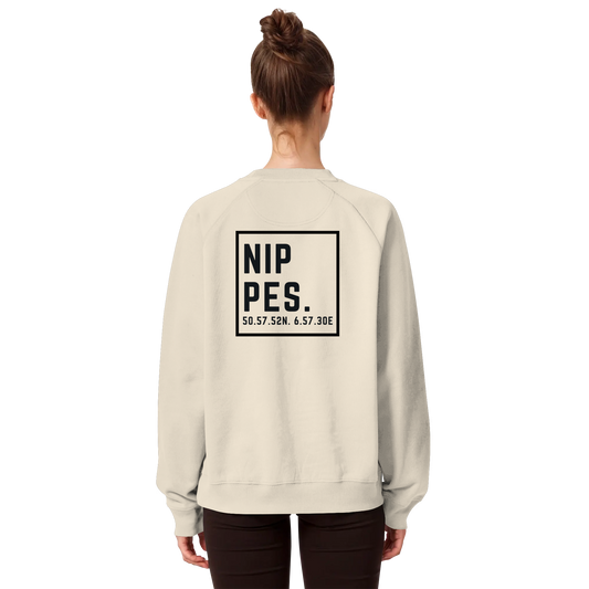 Nippes Koordinaten (großer Druck auf dem Rücken) - Organic Raglan Sweatshirt