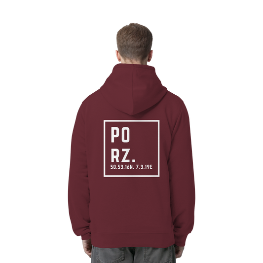 Porz Koordinaten (großer Druck Rücken) - Organic Side Pocket Hoodie