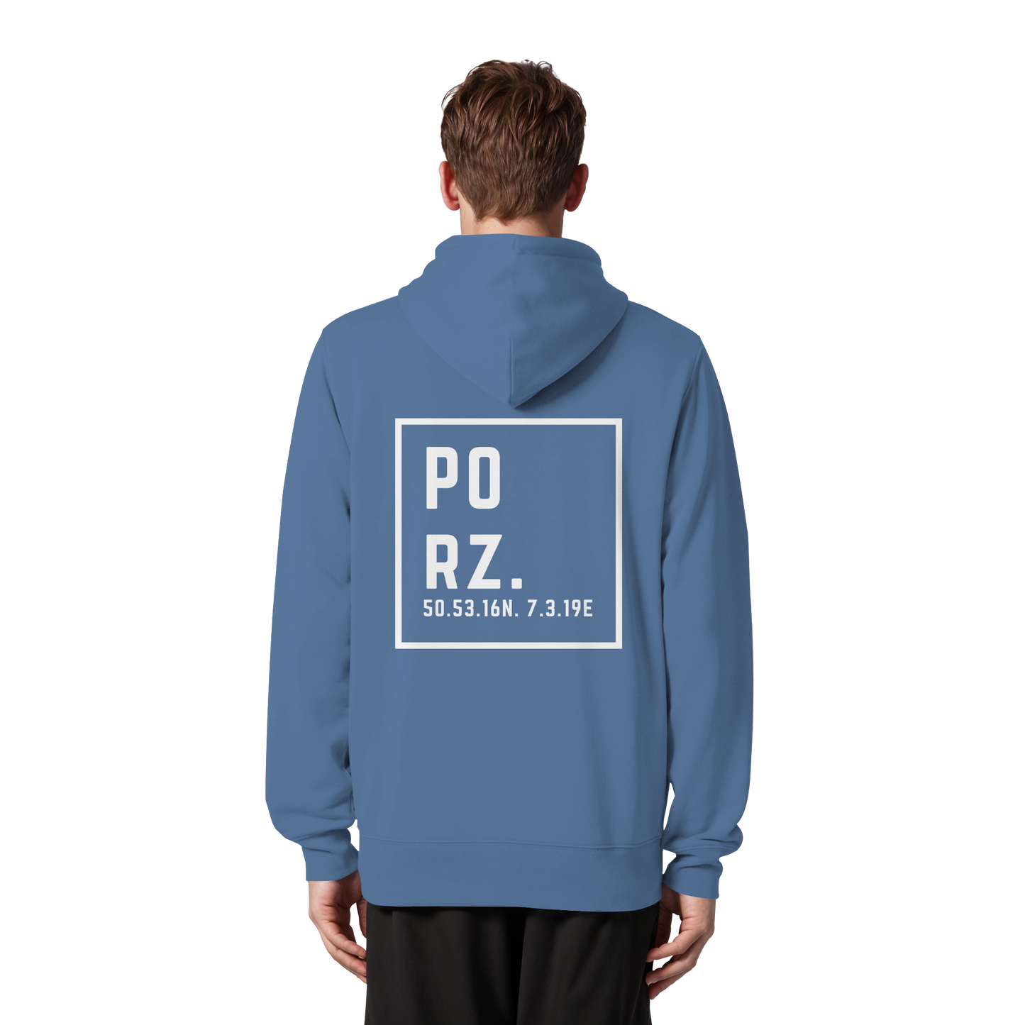 Porz Koordinaten (großer Druck Rücken) - Organic Zipper