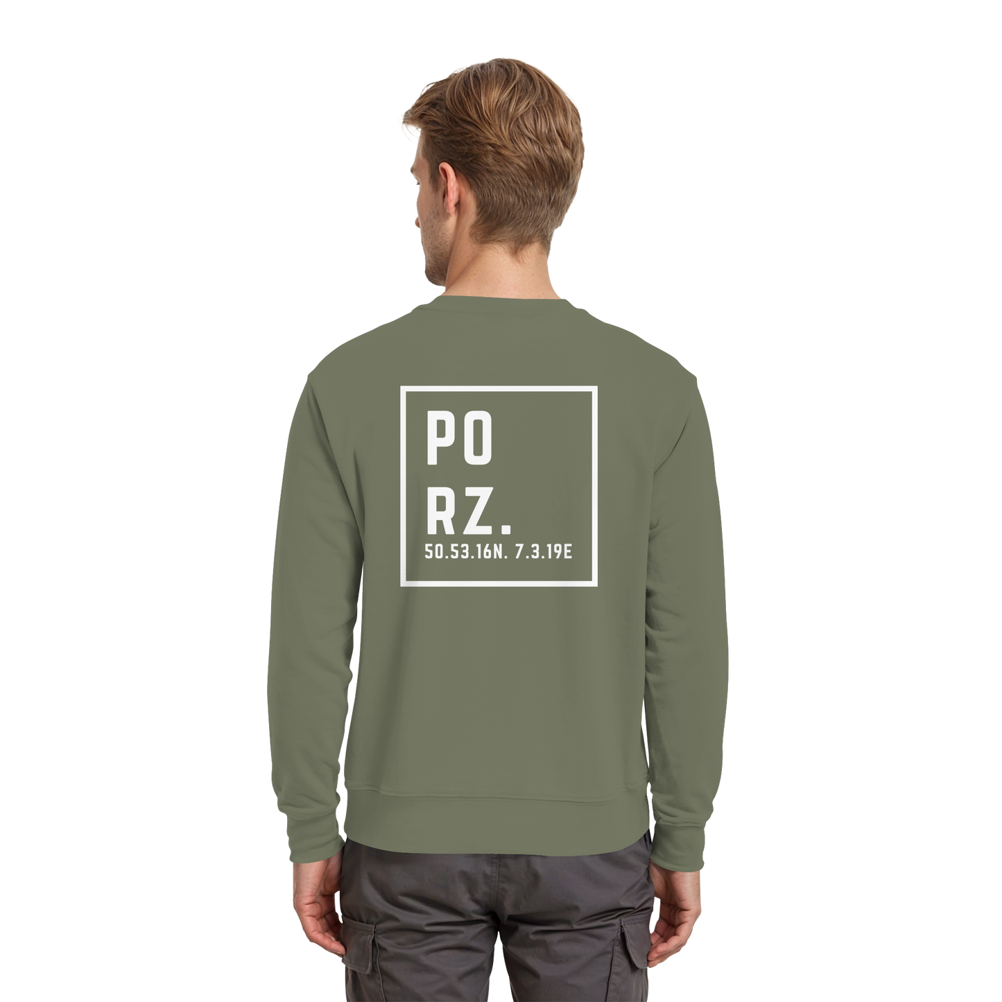 Porz Koordinaten (großer Druck Rücken) - Premium Sweatshirt