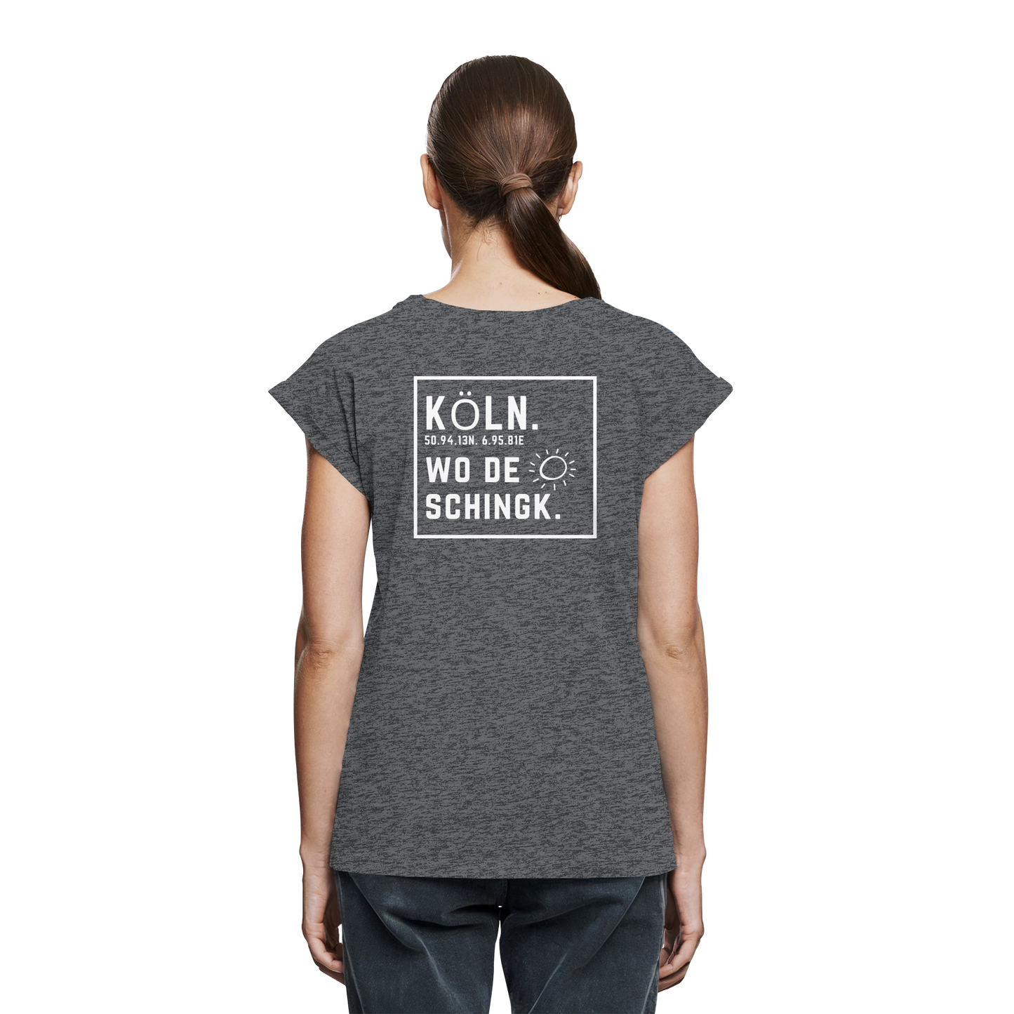 Wo de Sonn schingk - Köln Druck Rücken - Womens Extended Shoulder T-Shirt