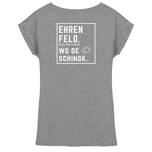 Wo de Sonn schingk - Ehrenfeld Druck Rücken - Womens Extended Shoulder T-Shirt