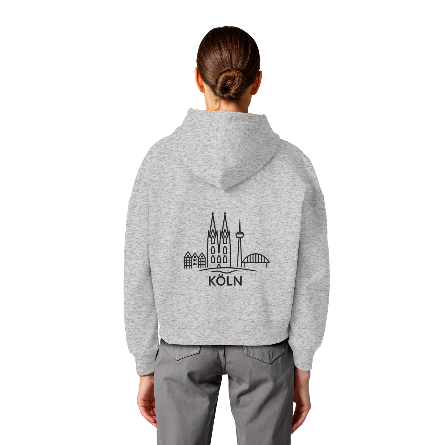 Köln Skyline (großer Druck auf dem Rücken) - Womens Organic Boxcut Hoodie