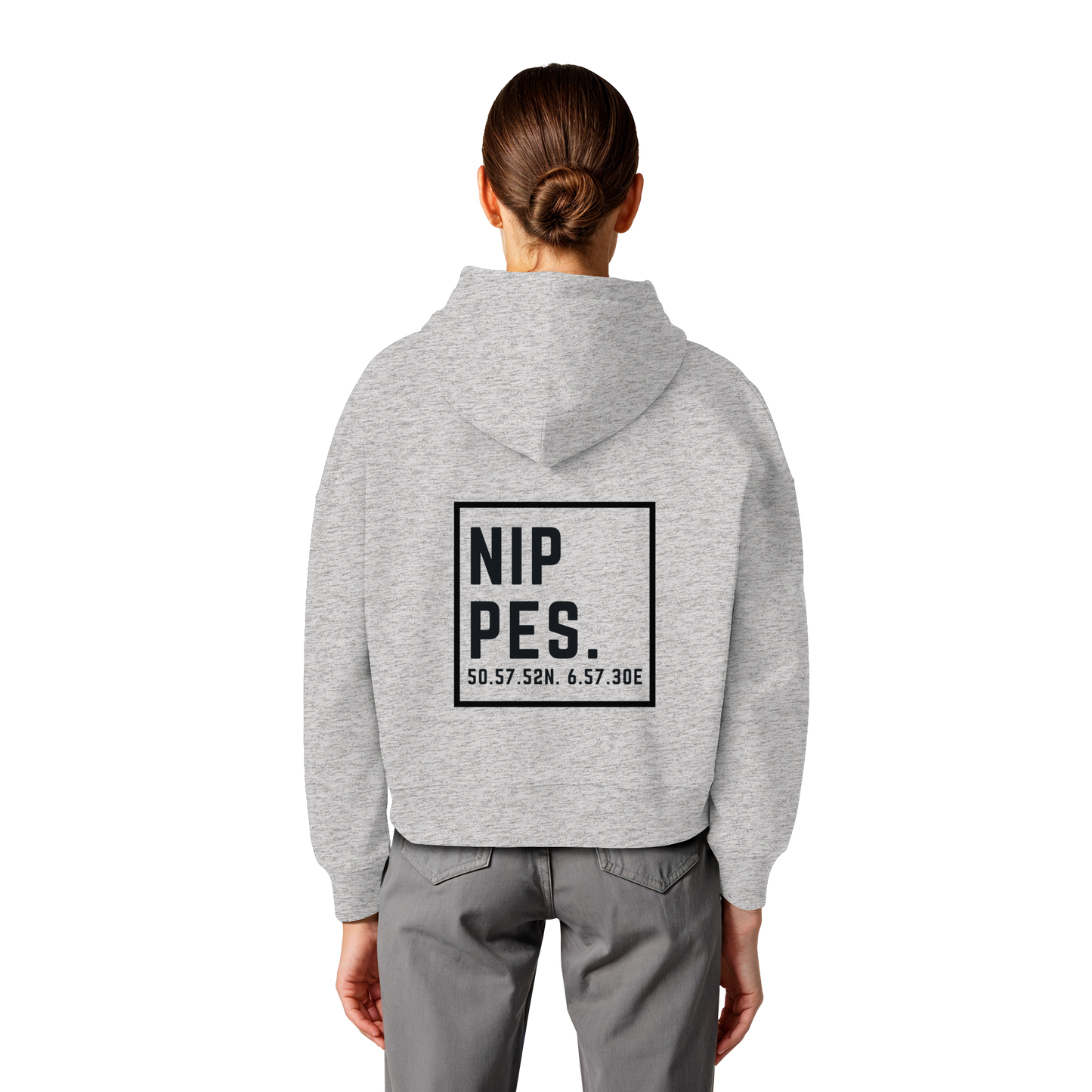 Nippes Koordinaten (großer Druck auf dem Rücken) - Womens Organic Boxcut Hoodie