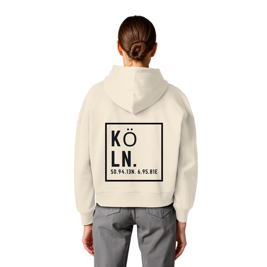 Köln Koordinaten (großer Druck auf dem Rücken) - Womens Organic Boxcut Hoodie