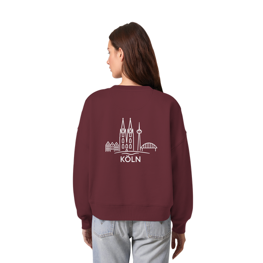 Köln Skyline (großer Druck auf dem Rücken) - Womens Organic Boxcut Sweatshirt