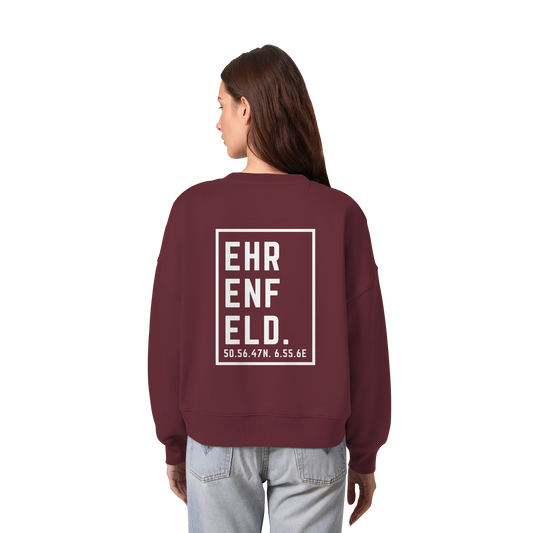 Ehrenfeld Koordinaten (großer Druck auf dem Rücken) - Womens Organic Boxcut Sweatshirt