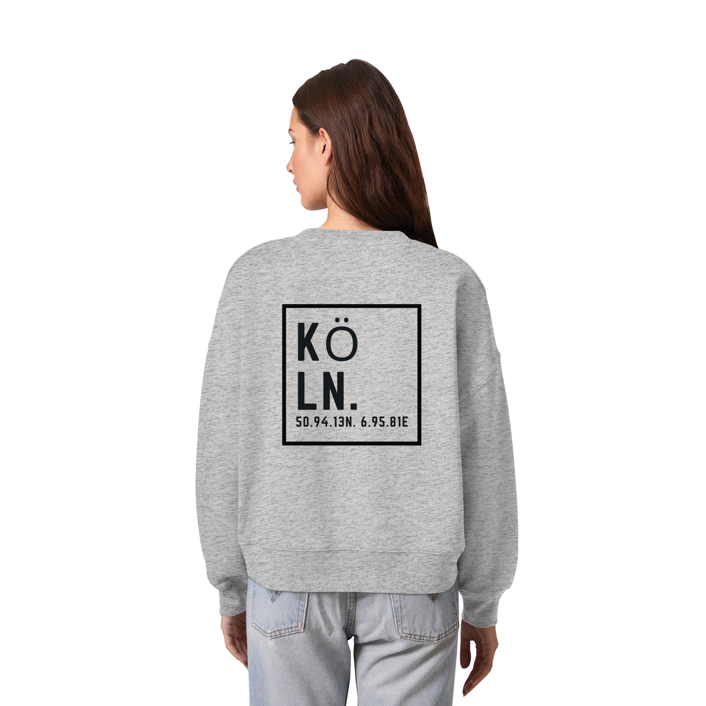 Köln Koordinaten (großer Druck auf dem Rücken) - Womens Organic Boxcut Sweatshirt