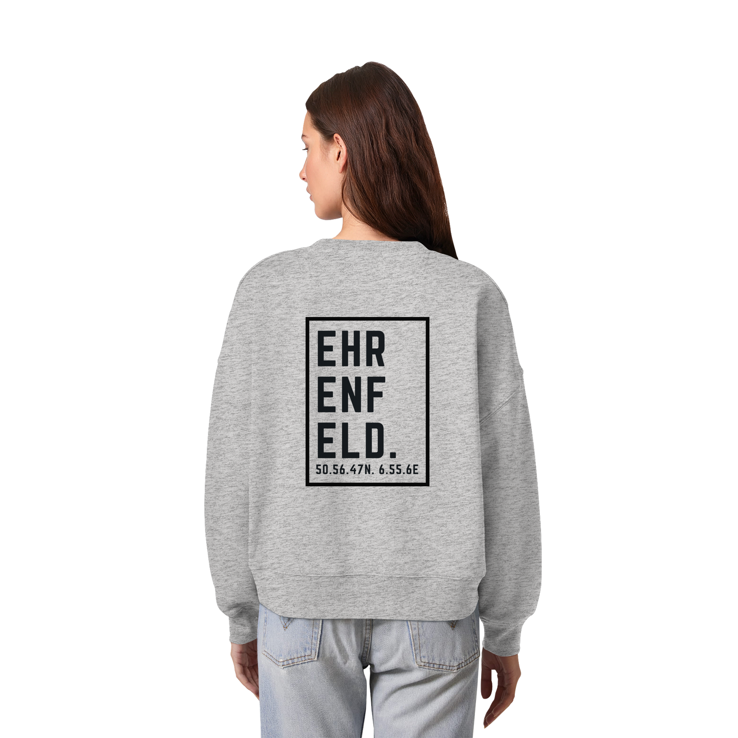 Ehrenfeld Koordinaten (großer Druck auf dem Rücken) - Womens Organic Boxcut Sweatshirt