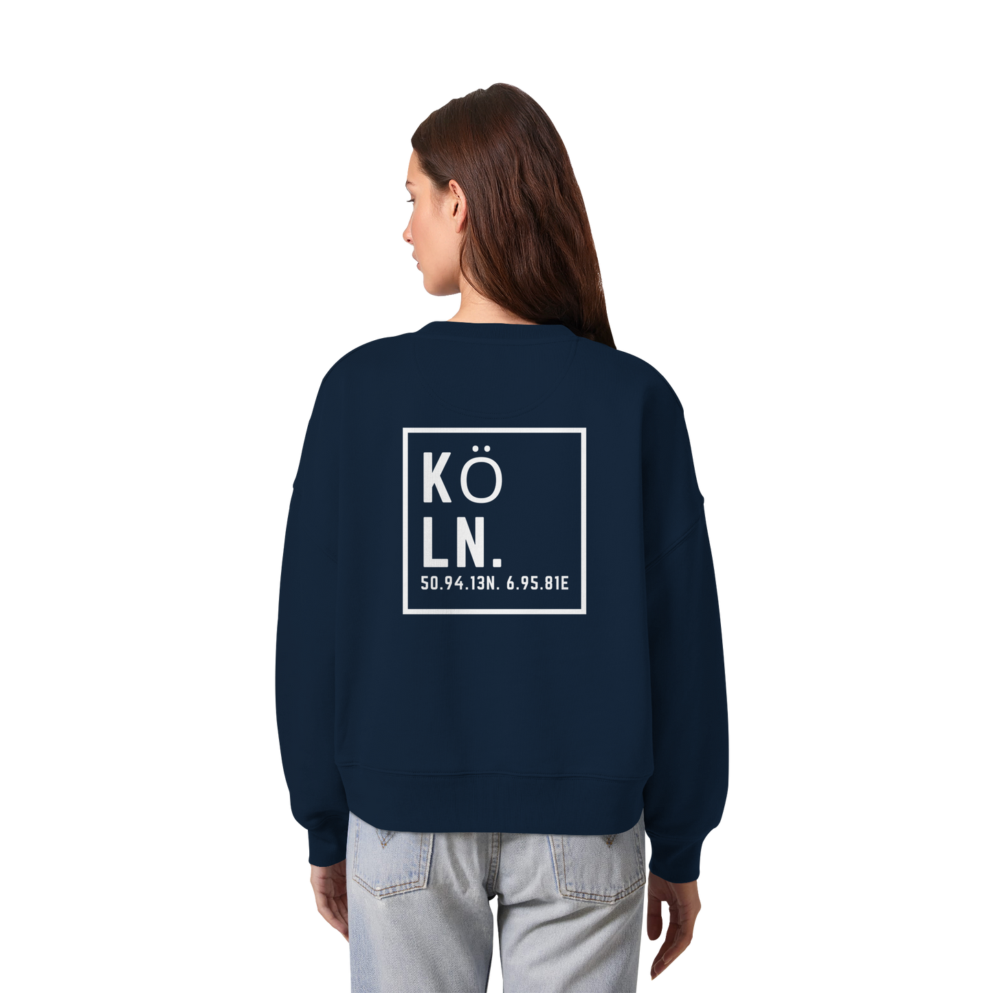 Köln Koordinaten (großer Druck auf dem Rücken) - Womens Organic Boxcut Sweatshirt