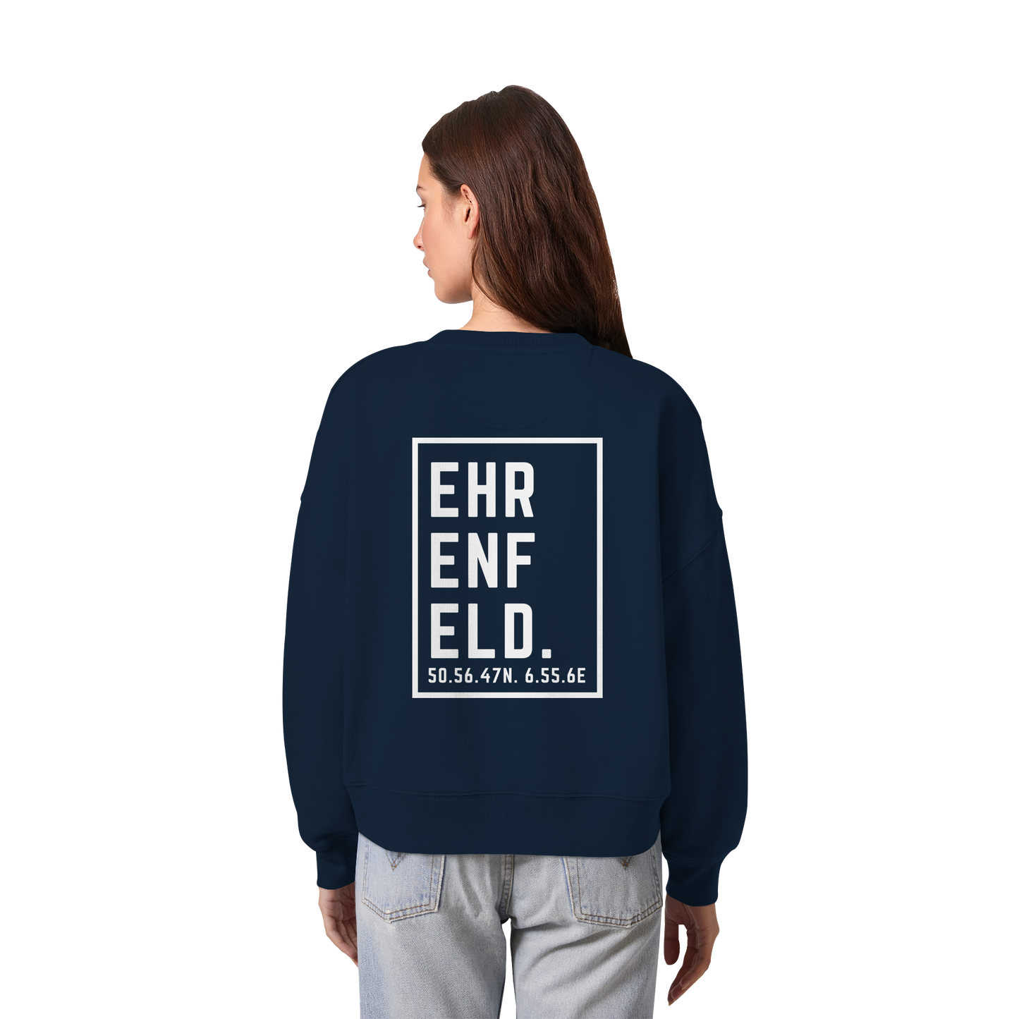 Ehrenfeld Koordinaten (großer Druck auf dem Rücken) - Womens Organic Boxcut Sweatshirt