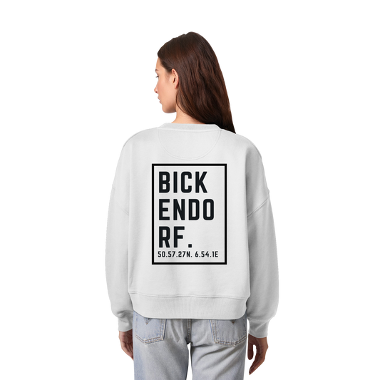 Bickendorf Koordinaten (großer Druck auf dem Rücken) - Womens Organic Boxcut Sweatshirt