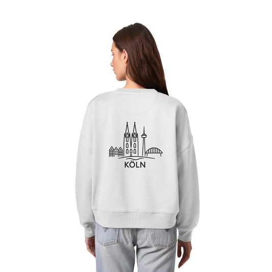 Köln Skyline (großer Druck auf dem Rücken) - Womens Organic Boxcut Sweatshirt
