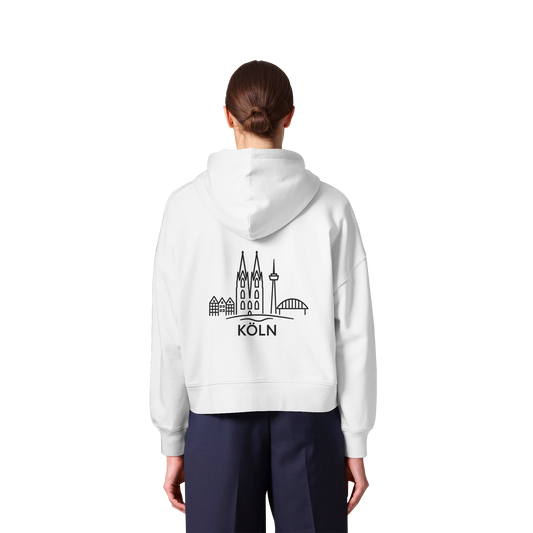 Köln Skyline (großer Druck auf dem Rücken) - Womens Organic Boxcut Zipper