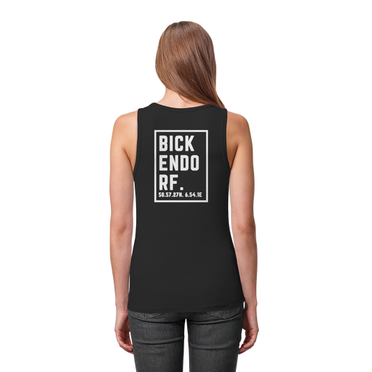 Bickendorf Koordinaten (großer Druck auf dem Rücken) - Womens Organic Fitted Tank Top