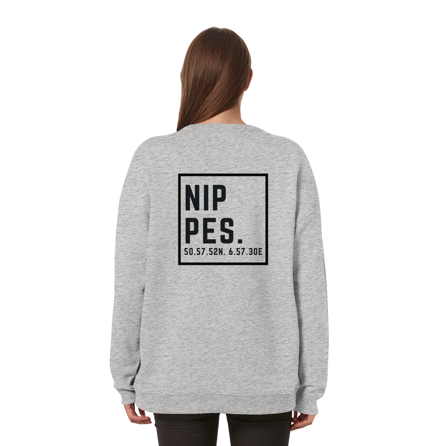Nippes Koordinaten (großer Druck auf dem Rücken) - Womens Organic Oversized Sweatshirt