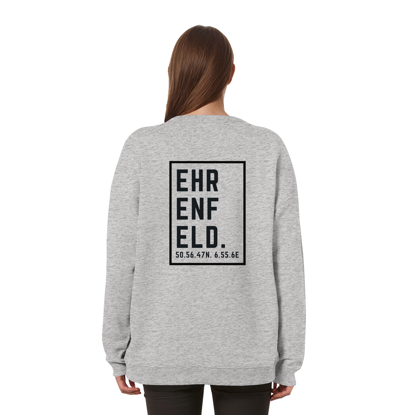 Ehrenfeld Koordinaten (großer Druck auf dem Rücken) - Womens Organic Oversized Sweatshirt