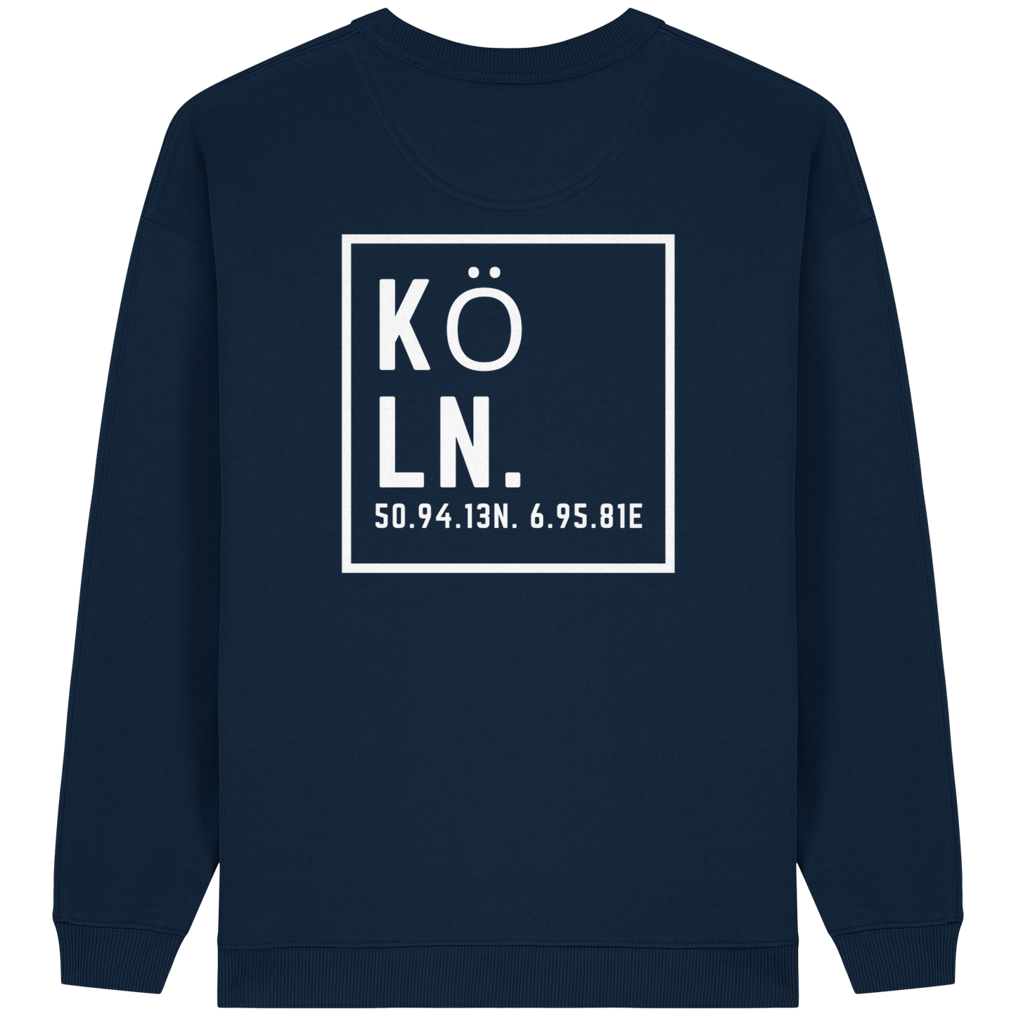 Köln Koordinaten (großer Druck auf dem Rücken) - Womens Organic Oversized Sweatshirt