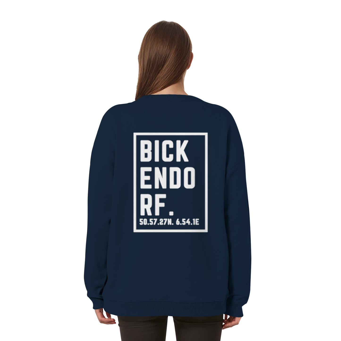 Bickendorf Koordinaten (großer Druck auf dem Rücken) - Womens Organic Oversized Sweatshirt