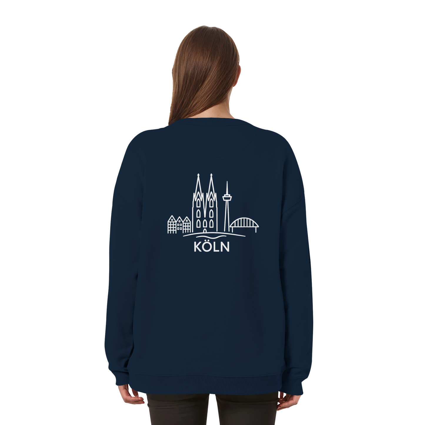 Köln Skyline (großer Druck auf dem Rücken) - Womens Organic Oversized Sweatshirt