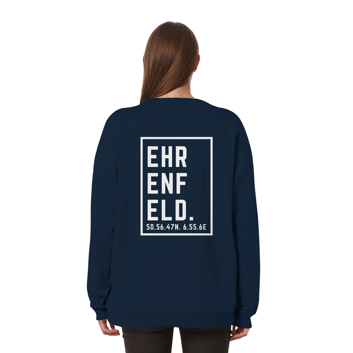Ehrenfeld Koordinaten (großer Druck auf dem Rücken) - Womens Organic Oversized Sweatshirt