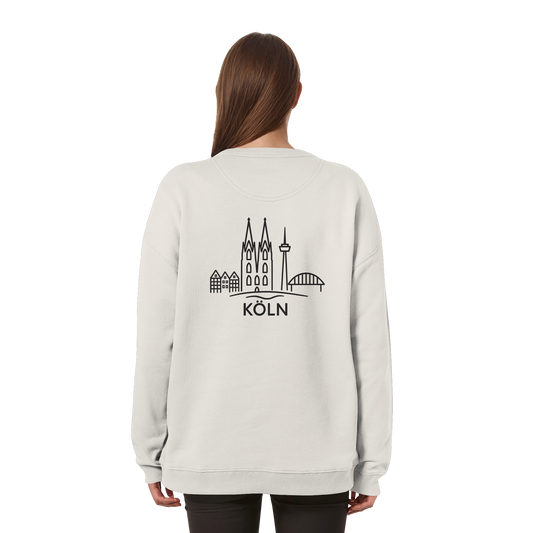 Köln Skyline (großer Druck auf dem Rücken) - Womens Organic Oversized Sweatshirt