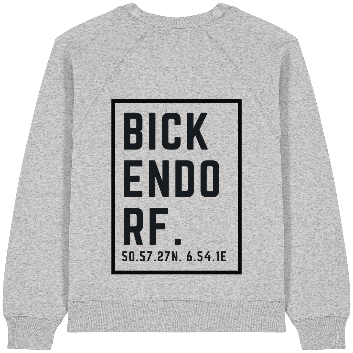 Bickendorf Koordinaten (großer Druck auf dem Rücken) - Womens Organic Raglan Sweatshirt