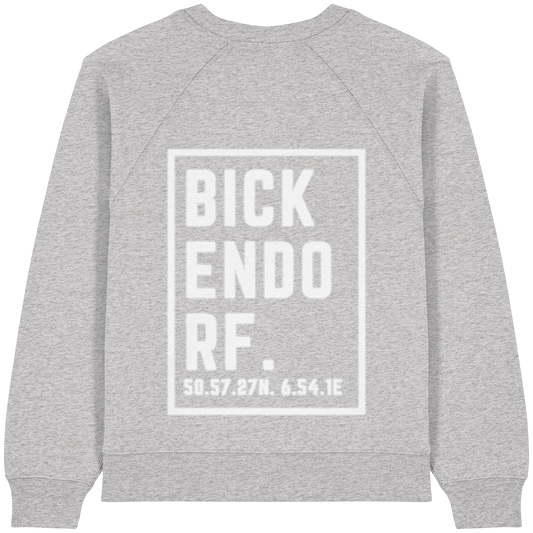 Bickendorf Koordinaten (großer Druck auf dem Rücken) - Womens Organic Raglan Sweatshirt
