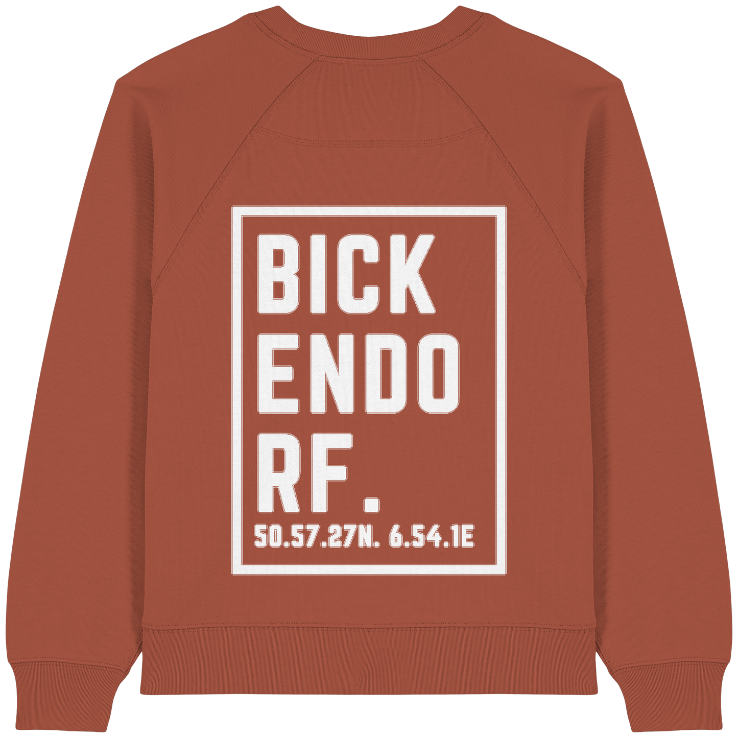 Bickendorf Koordinaten (großer Druck auf dem Rücken) - Womens Organic Raglan Sweatshirt