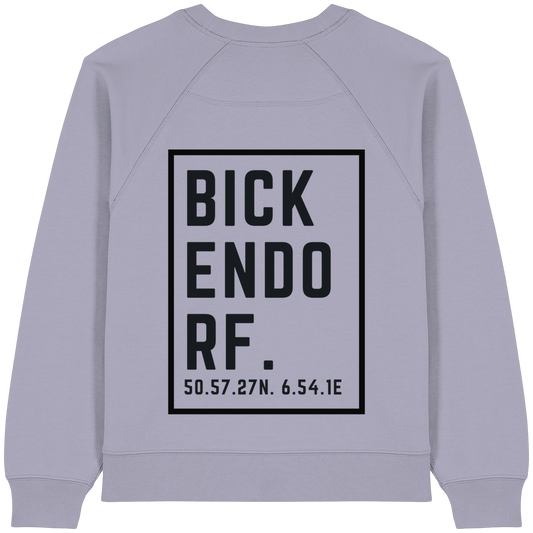 Bickendorf Koordinaten (großer Druck auf dem Rücken) - Womens Organic Raglan Sweatshirt