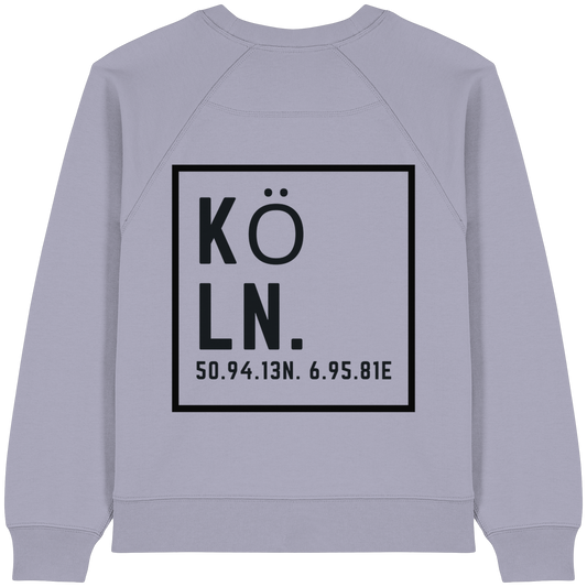 Köln Koordinaten (großer Druck auf dem Rücken) - Womens Organic Raglan Sweatshirt