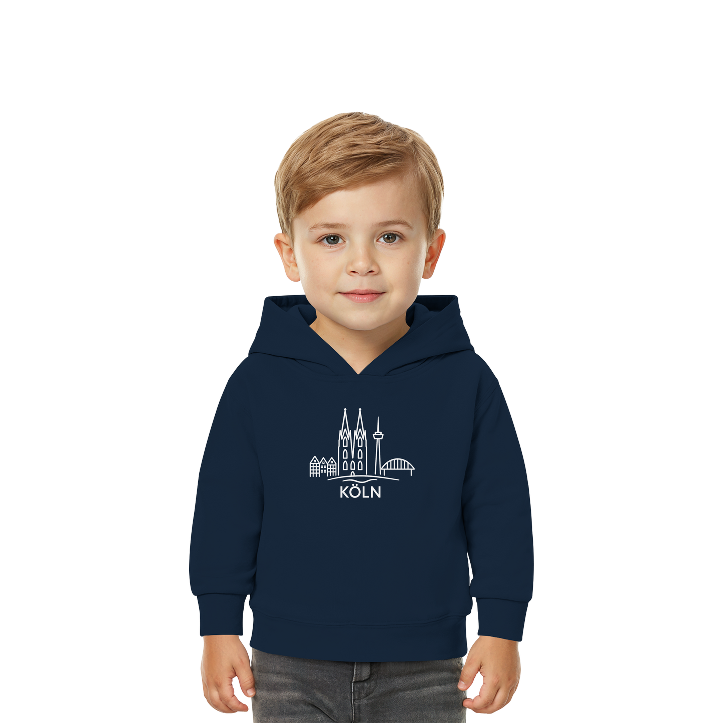 Köln Skyline (großer Druck auf der Brust) - Baby Organic Hoodie