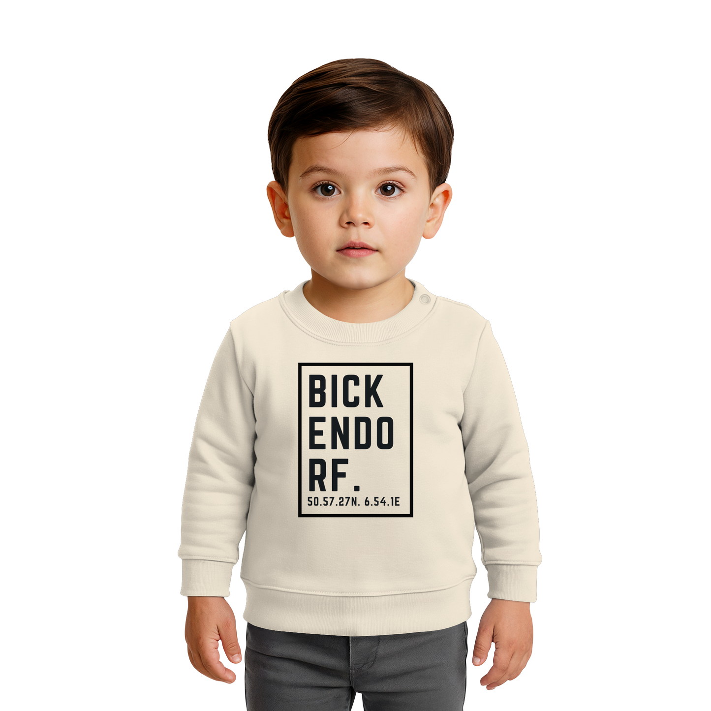 Bickendorf Koordinaten (großer Druck auf der Brust) - Baby Organic Sweatshirt