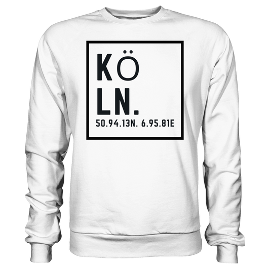 Köln Koordinaten (großer Druck auf der Brust) - Basic Sweatshirt