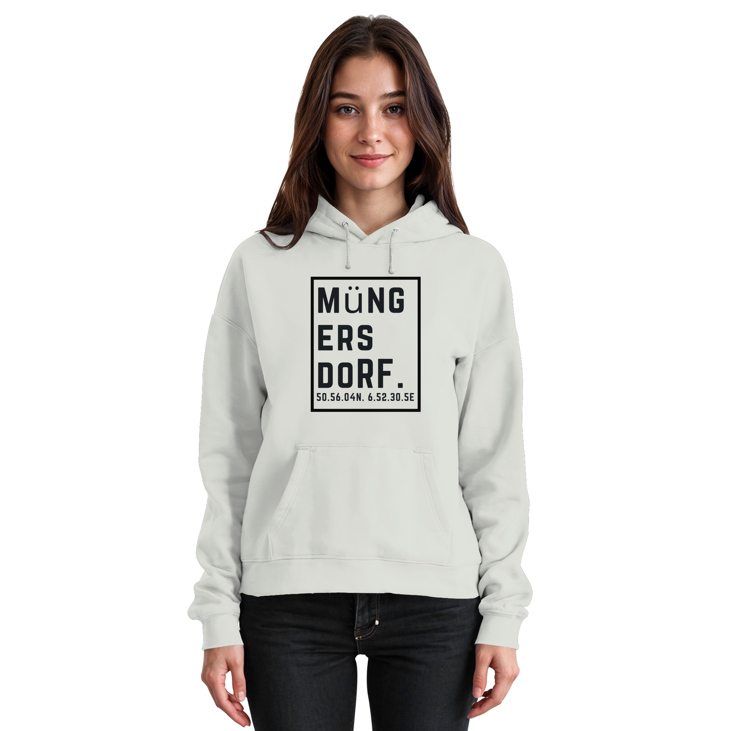 Müngersdorf Koordinaten (großer Druck auf der Brust) - Basic Unisex Hoodie
