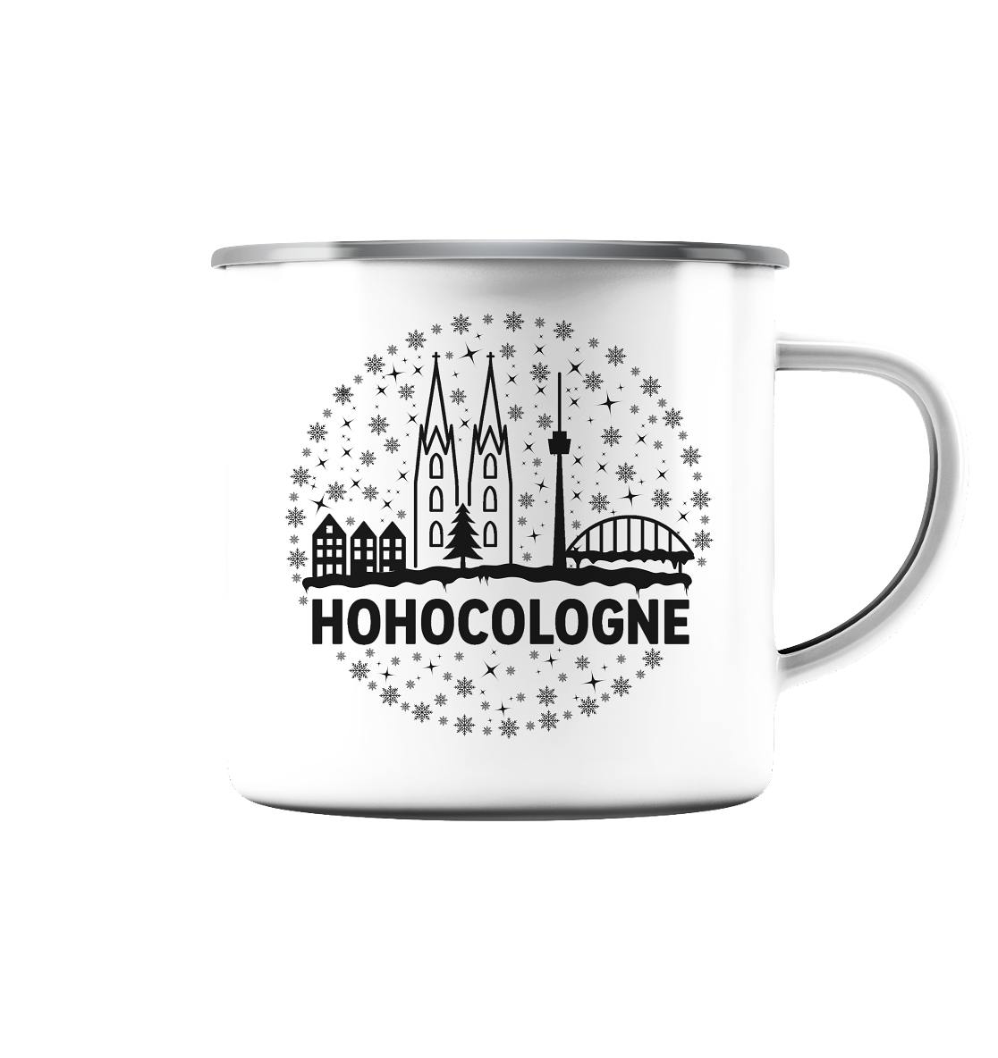 HOHOCologne Druck - Emaille Tasse (Silber)