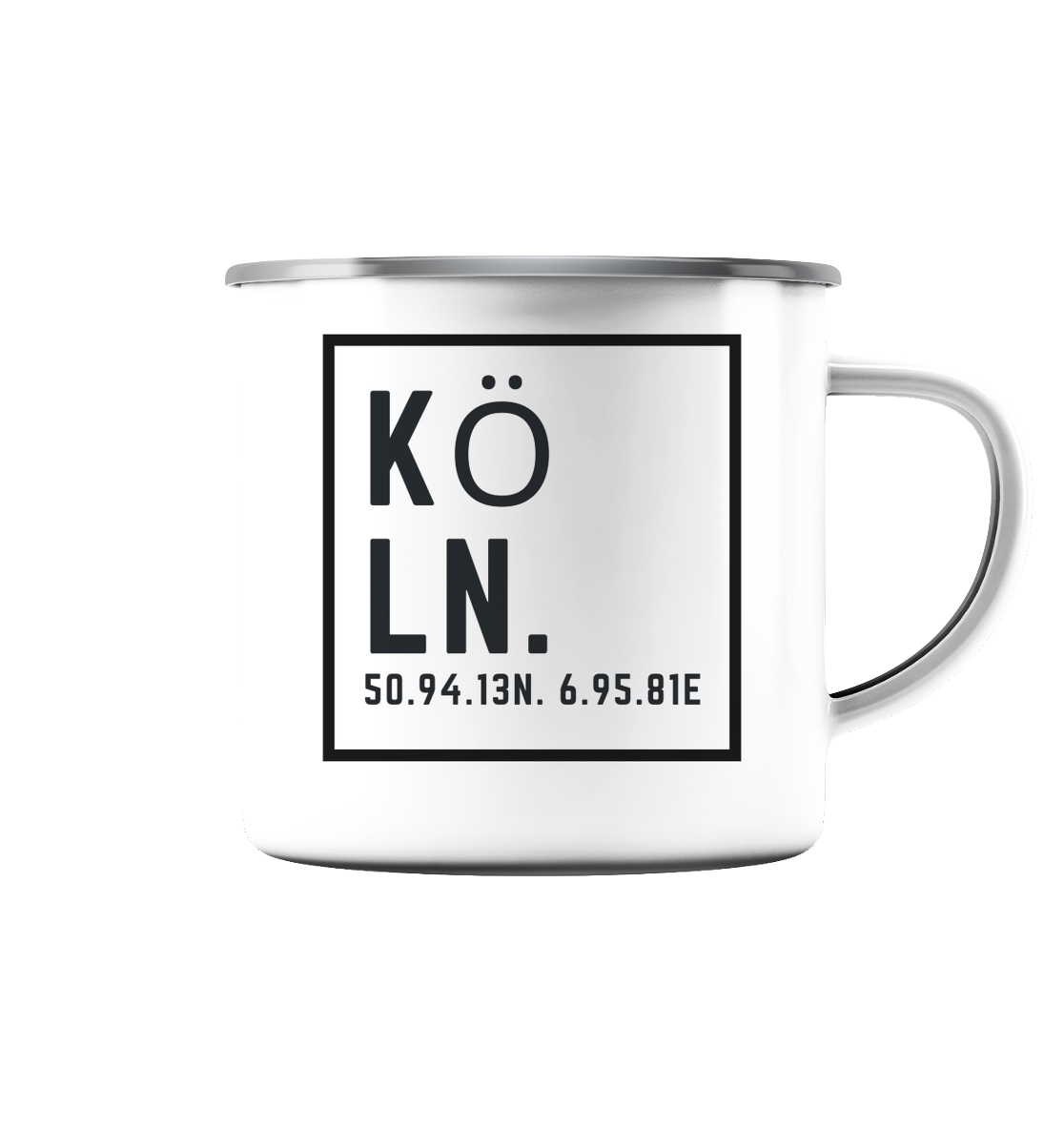 Köln Koordinaten (Druck) - Accessoires - Emaille Tasse (Silber)