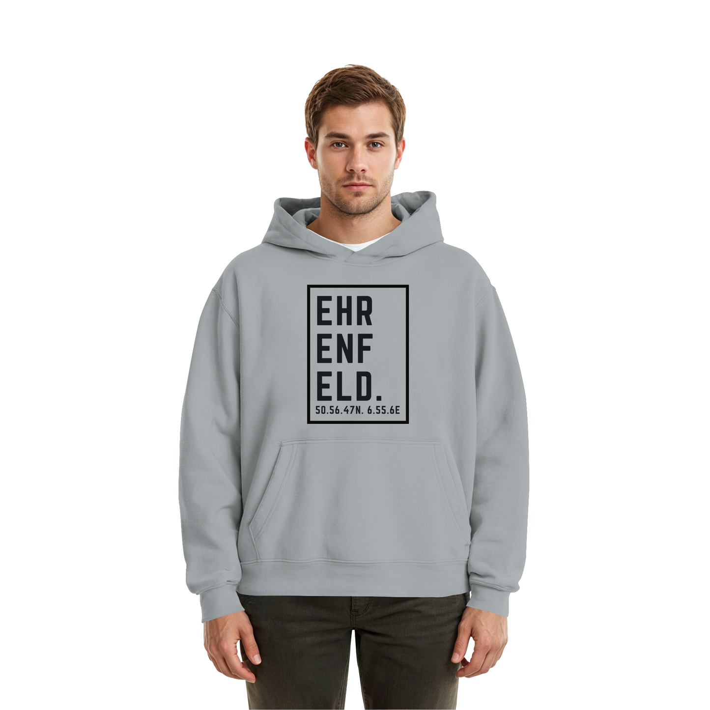 Ehrenfeld Koordinaten (großer Druck auf der Brust) - Fluffy Boxcut Hoodie