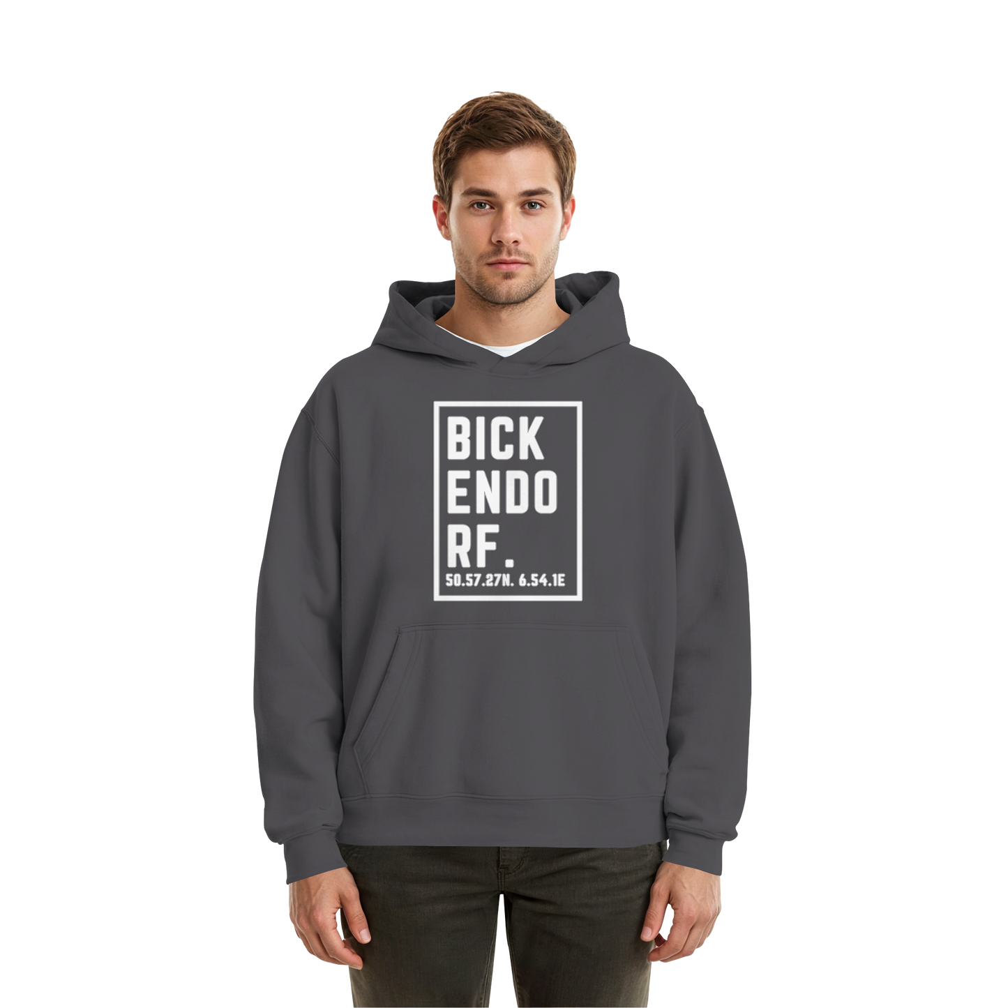 Bickendorf Koordinaten (großer Druck auf der Brust) - Fluffy Boxcut Hoodie