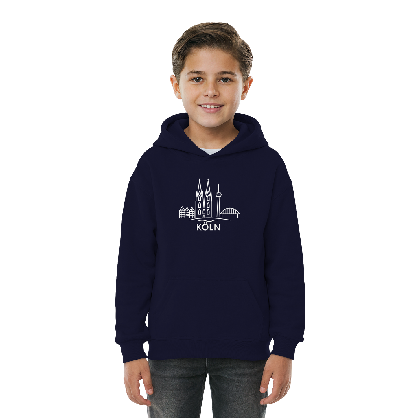 Köln Skyline (großer Druck auf der Brust) - Kids Basic Hoodie