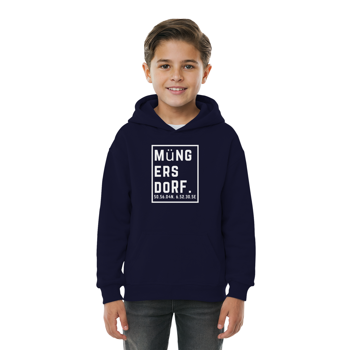 Müngersdorf Koordinaten (großer Druck auf der Brust) - Kids Basic Hoodie