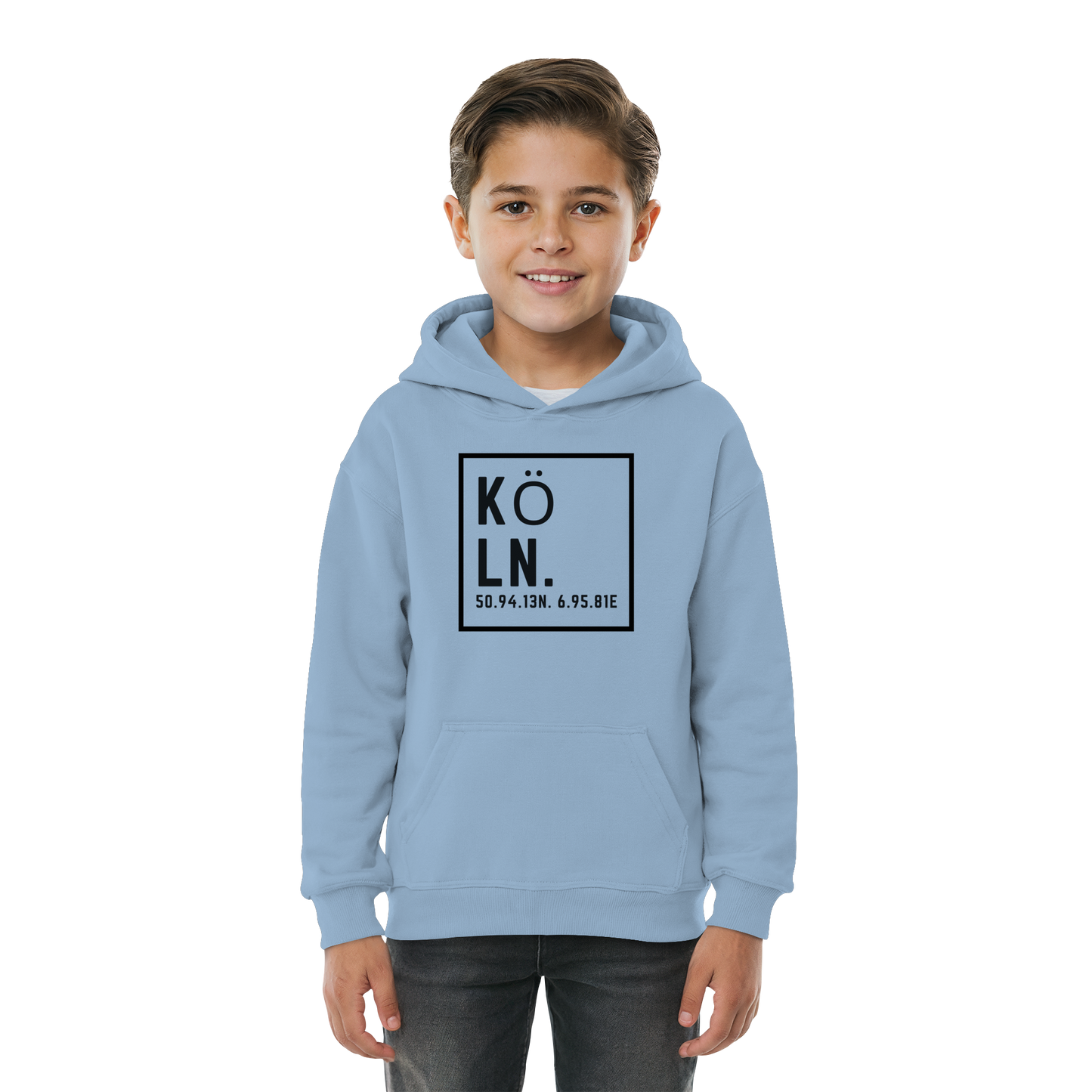 Köln Koordinaten (großer Druck auf der Brust) - Kids Basic Hoodie