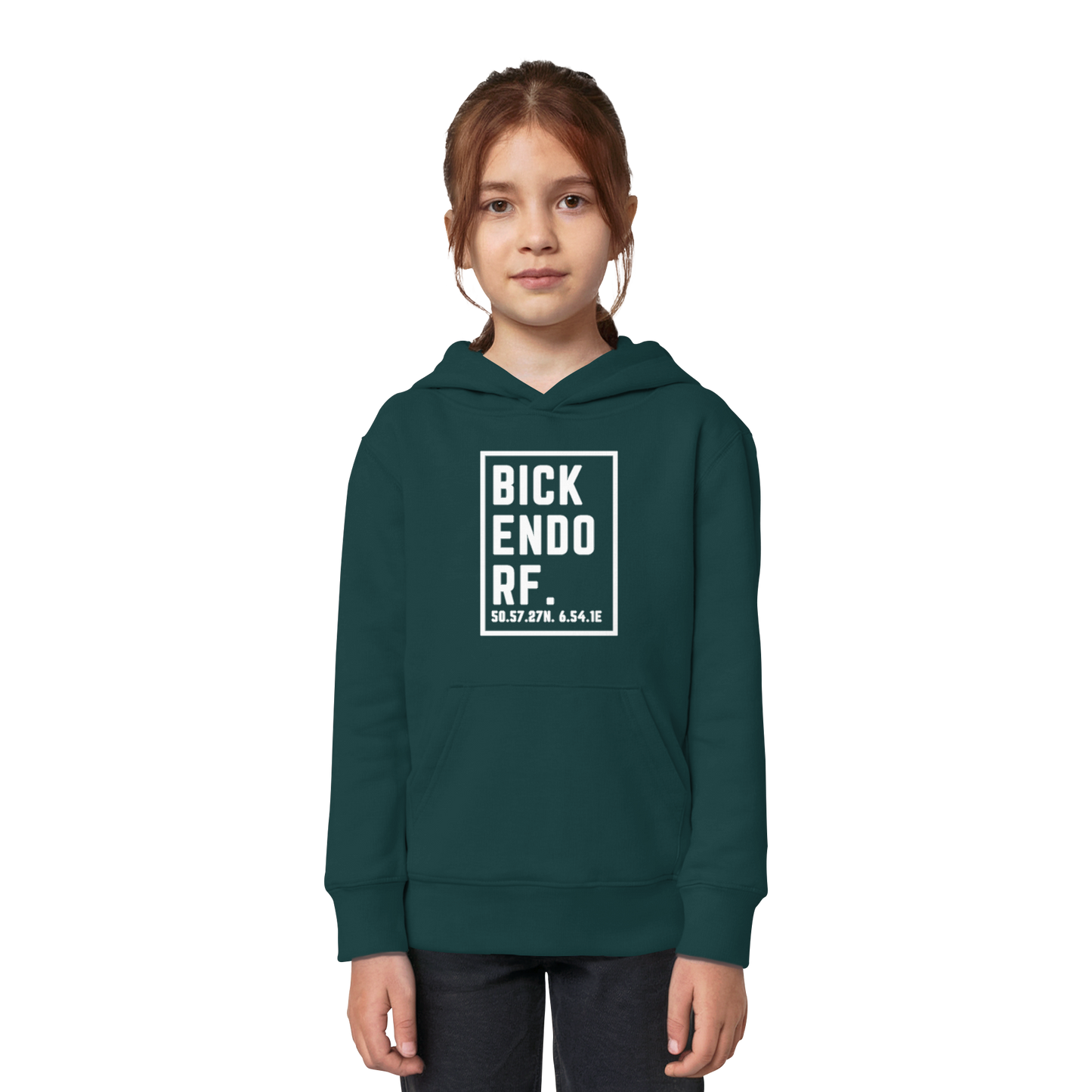 Bickendorf Koordinaten (großer Druck auf der Brust) - Kids Organic Hoodie