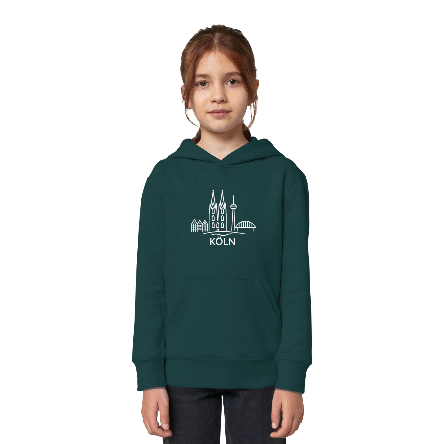Köln Skyline (großer Druck auf der Brust) - Kids Organic Hoodie