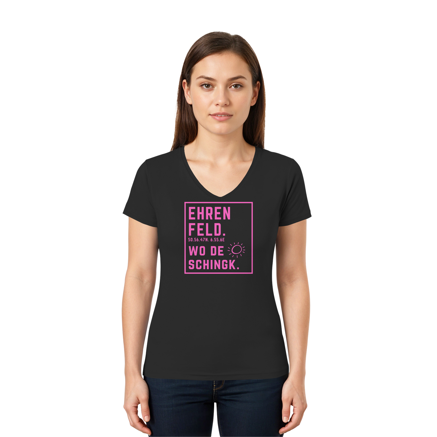 Wo de Sonn schingk - Ehrenfeld Druck - Ladies V-Neck Shirt