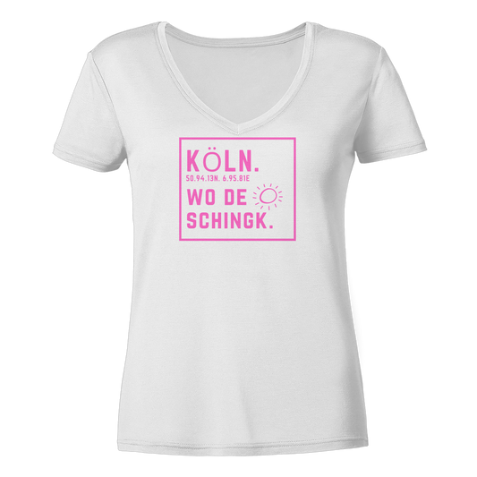 Wo de Sonn schingk - Köln Druck - Ladies V-Neck Shirt