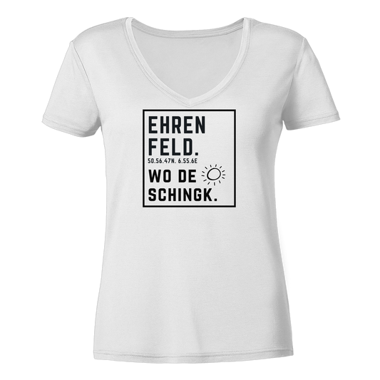 Wo de Sonn schingk - Ehrenfeld Druck - Ladies V-Neck Shirt