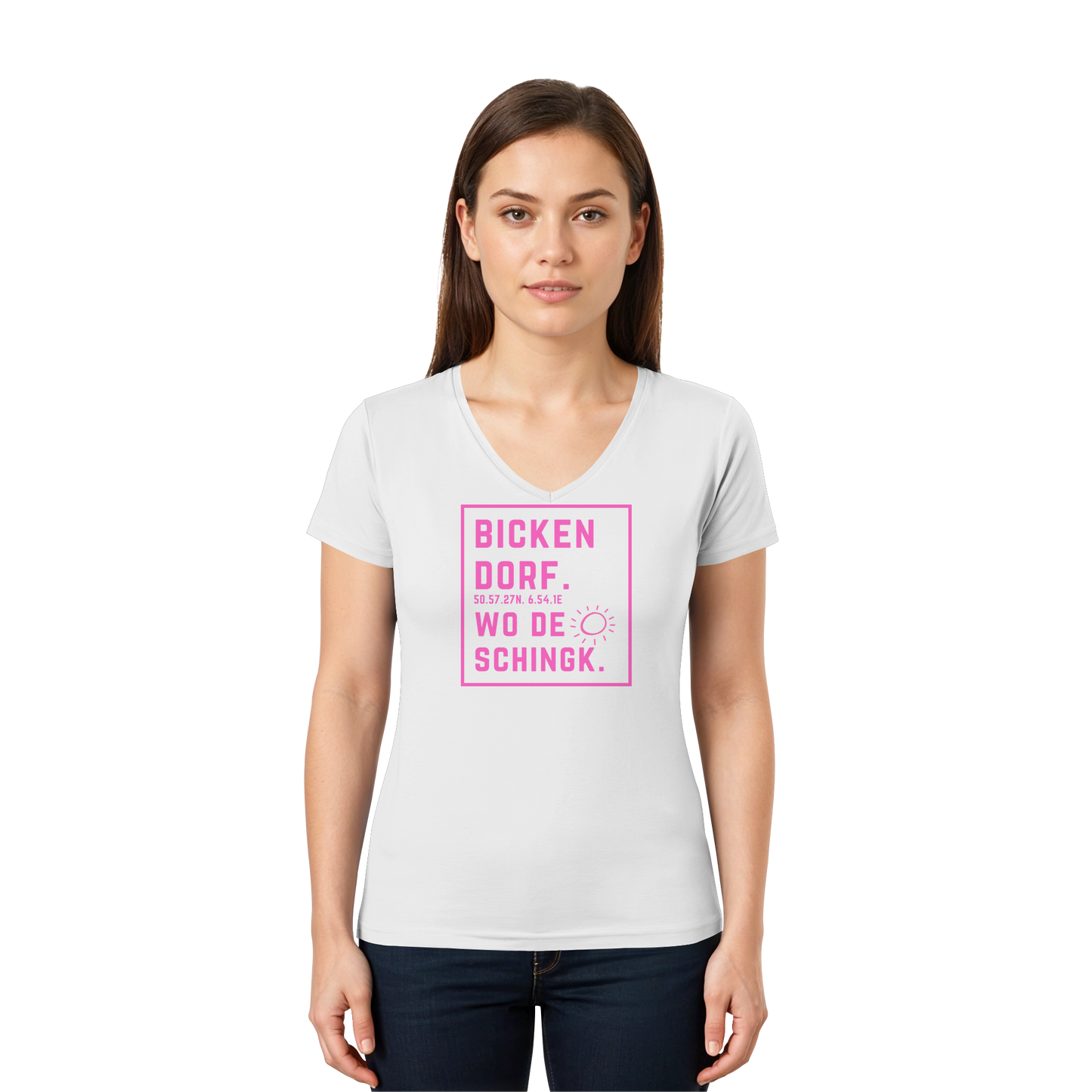 Wo de Sonn schingk - Bickendorf Druck - Ladies V-Neck Shirt