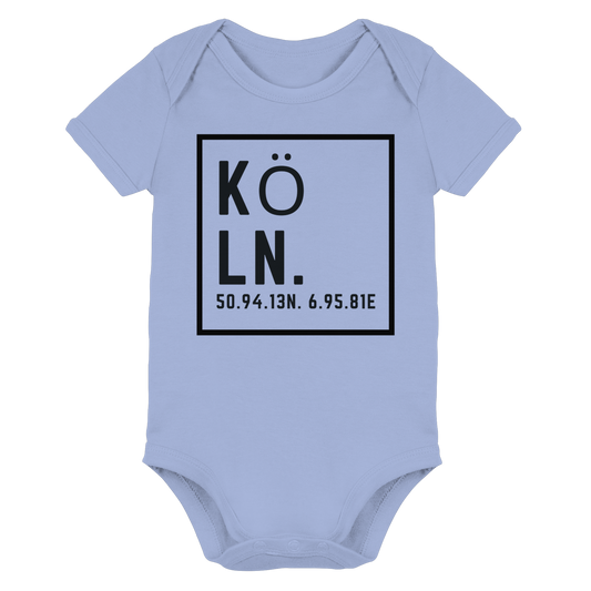 Köln Koordinaten (großer Druck auf der Brust) - Organic Baby Bodysuit